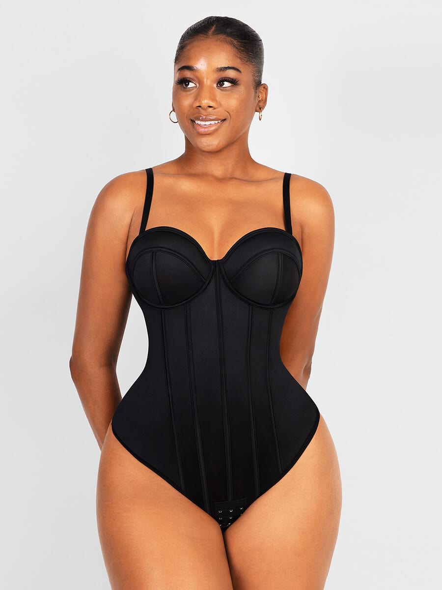 Women's Body Wrap 44003 The Strapless Pinup Bodysuit with Bra Cup (Black  XL) 