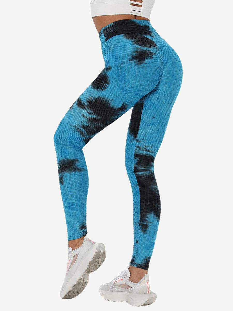 Wholesale Adorable Deep Blue Tie-Dyed Yoga Leggings Ankle Length Nice Quality