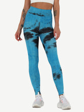 Wholesale Adorable Deep Blue Tie-Dyed Yoga Leggings Ankle Length Nice Quality