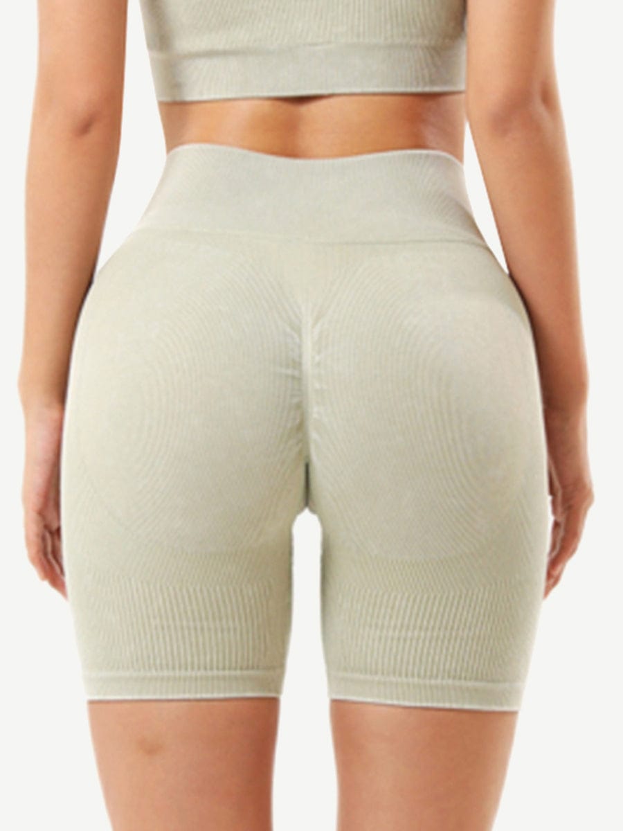 Wholesale Seamless Wash V Waist Ribbed Fabric Mini Shorts