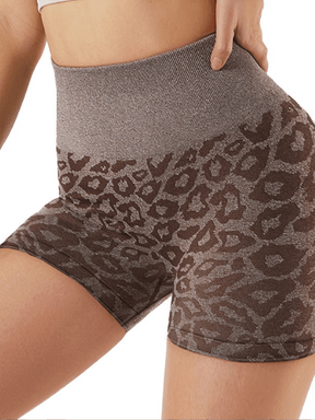 Wholesale Seamless Leopard Print Slim Yoga Shorts