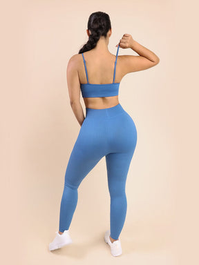 Wholesale Blue Seamless Ribbed Women's Sports Yoga Sling Bra