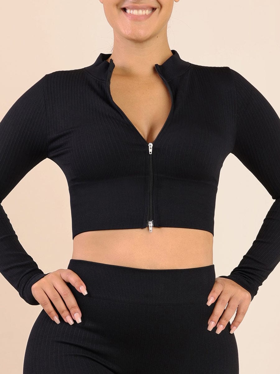 Wholesale Women's Sports Wear Elastic Ribbed Tops