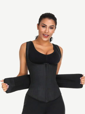 Wholesale Fashionable Black 9 Steel Bones Latex Vest Shaper Plus Size Instant Slimmer