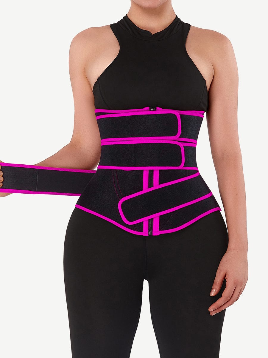 Wholesale Flatten Tummy Neoprene Zip Three-Belt Waist Trainer