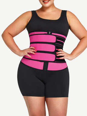 Wholesale Rose Red Tummy Waist Trainer 7 Steel Bones Latex Zipper Control Midsection