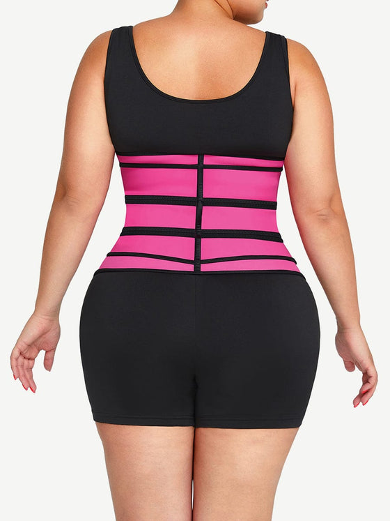 Wholesale Rose Red Tummy Waist Trainer 7 Steel Bones Latex Zipper Control Midsection