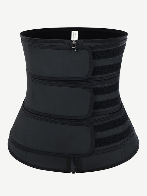 Wholesale Rose Red Tummy Waist Trainer 7 Steel Bones Latex Zipper Control Midsection