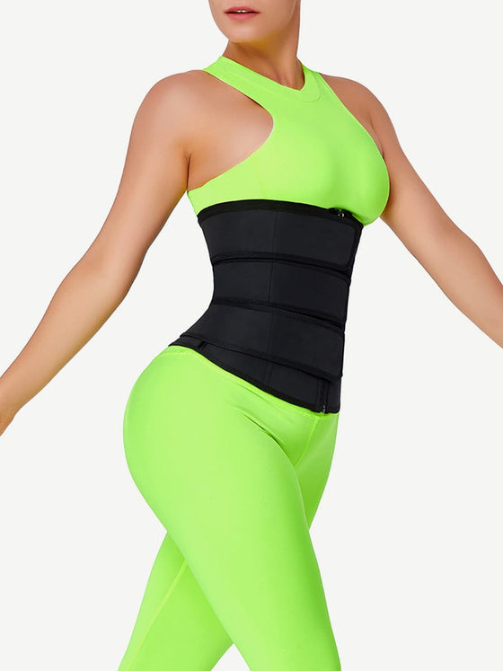 Wholesale Rose Red Tummy Waist Trainer 7 Steel Bones Latex Zipper Control Midsection