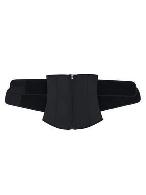 Black Latex Waist Trainer Double Belts With Zipper