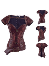 Wholesale Ladies Corset With Steel Sticks Brocade Pattern Retro Gothic Waist Trimmer