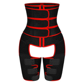 Wholesale Black Tummy And Thigh Shaper Neoprene 3 Belts Abdominal Control