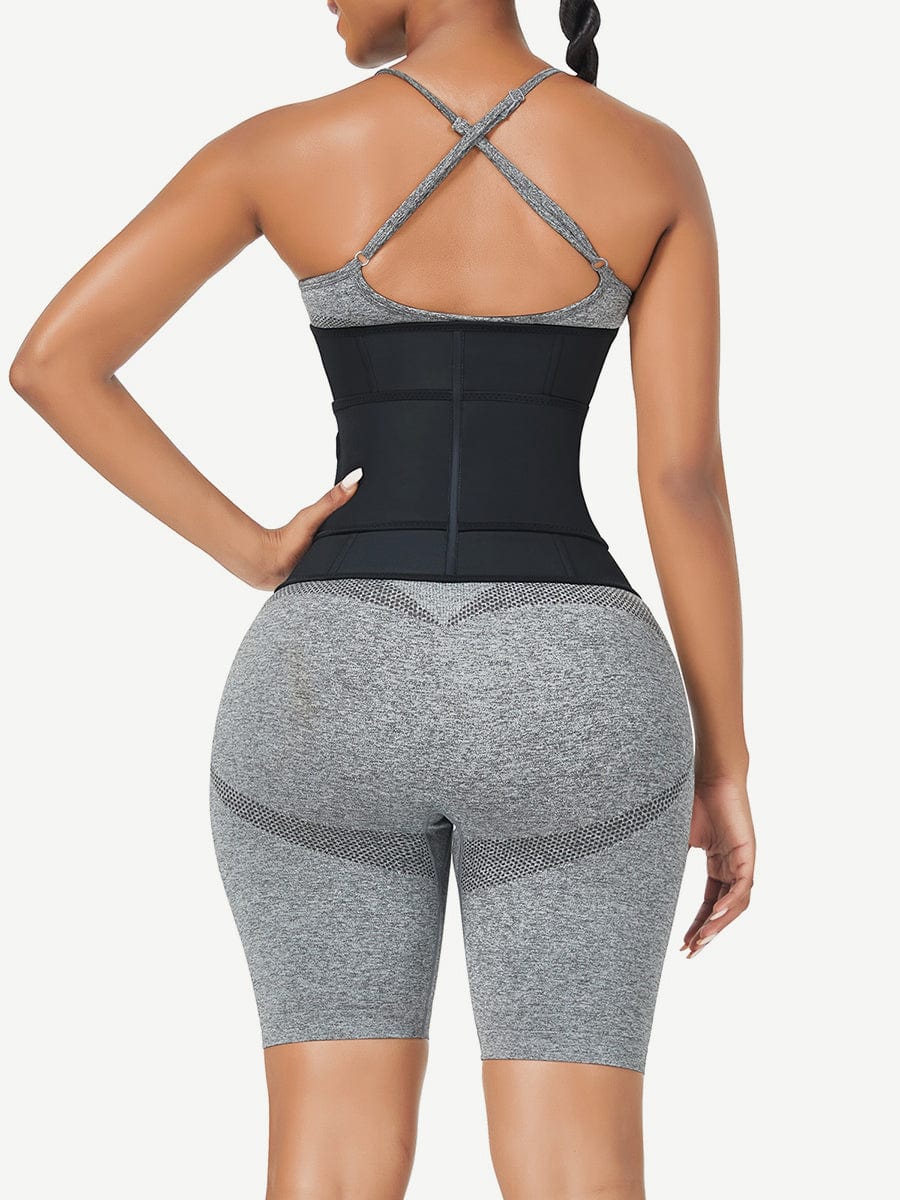 Wholesale Black Bust Support Latex Waist Trainer With Belt Firm Control