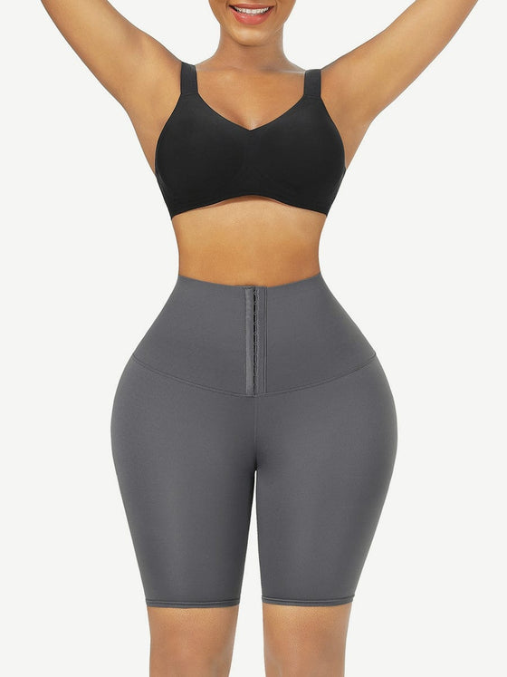 Wholesale Black Mid Waist 2-In-1 Waist Trainer Shorts Mid-Thigh Ultra Cheap