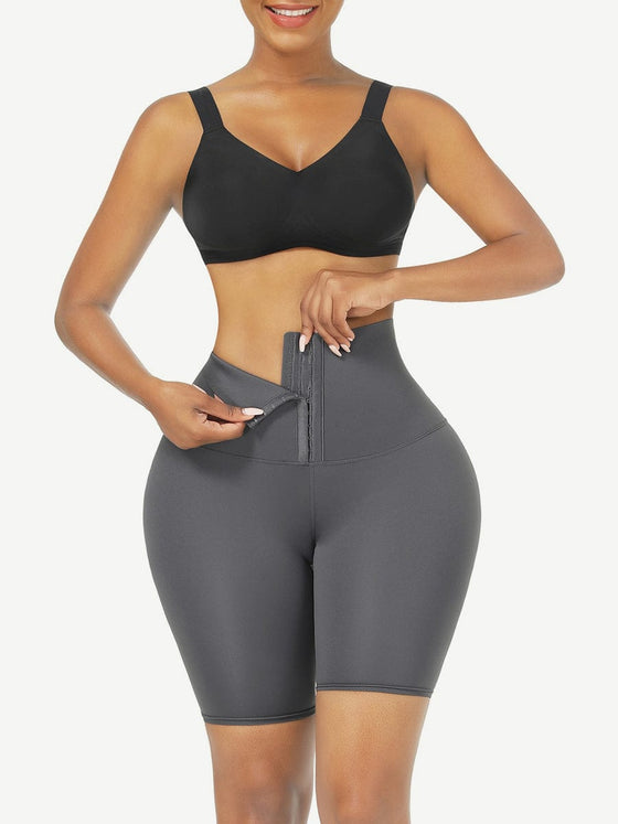 Wholesale Black Mid Waist 2-In-1 Waist Trainer Shorts Mid-Thigh Ultra Cheap