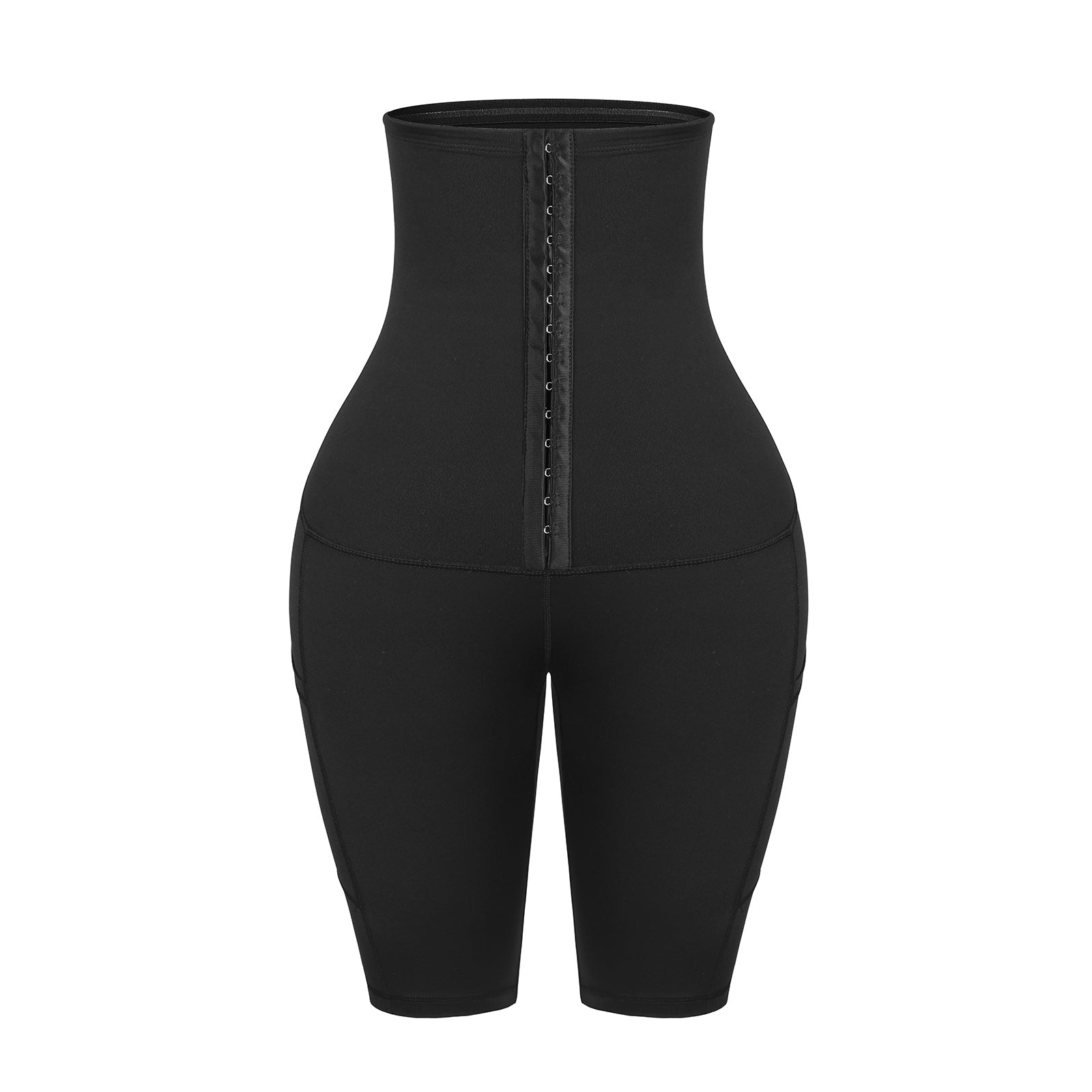 Wholesale Black Knee Length Tummy Control Waist Trainer Shorts Custom Logo